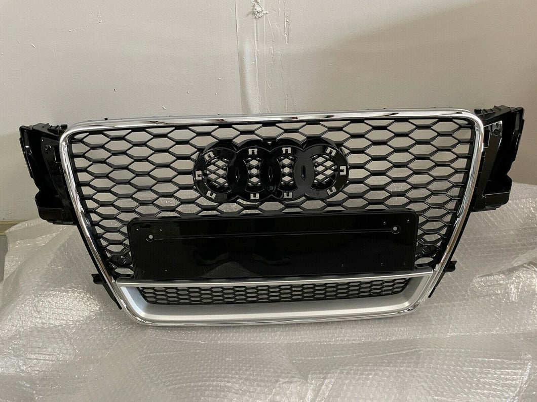 A5/S5 B8 8T 2008-2012 BLACK RS5 STYLE FRONT HONEYCOMB CHROME QUATTRO GRILLE